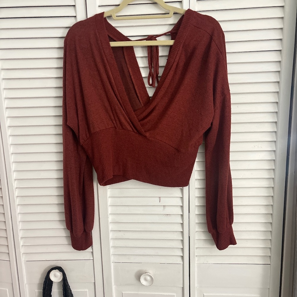 Rust colored wrap sweater